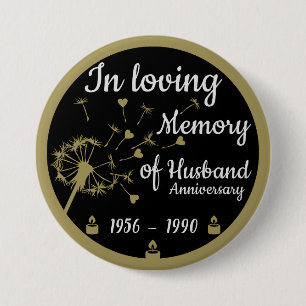 In loving Memory Death Anniversary Husband Button