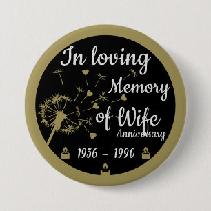 In loving Memory Death Anniversary Wife Button