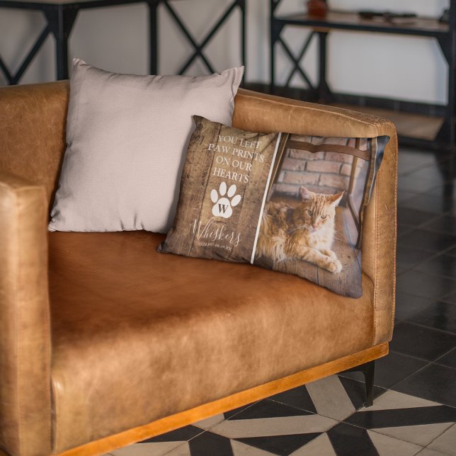 In Loving Memory Dog/Cat Photo & Quote Rustic Accent Pillow (Creator Uploaded)