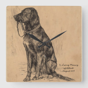 In Loving Memory Dog holding his own leash Square Wall Clock