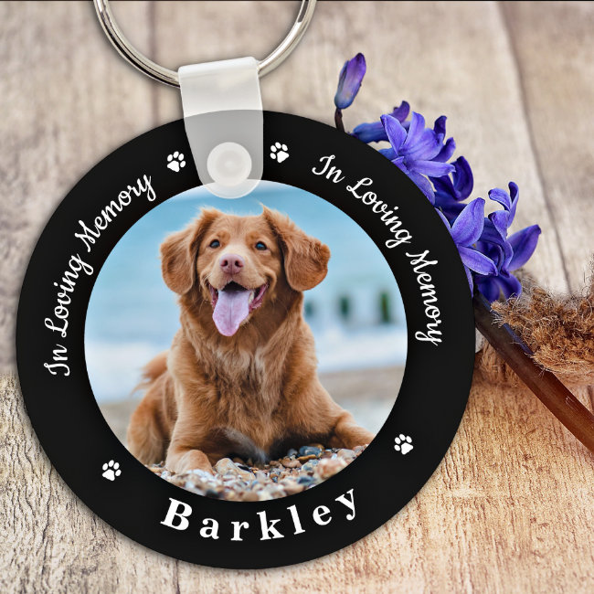 In Loving Memory Dog Loss 2 Photo Pet Memorial Keychain