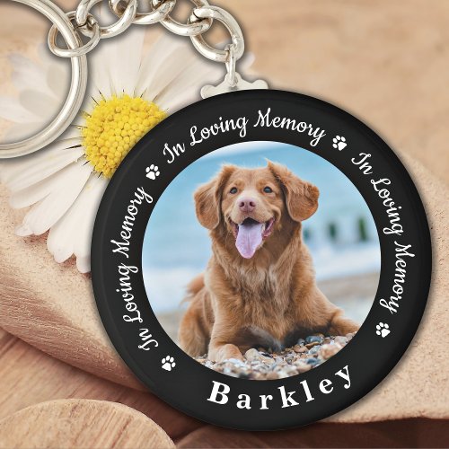 In Loving Memory Dog Loss Photo Pet Memorial Keychain