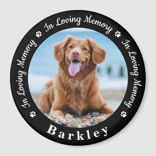 In Loving Memory Dog Loss Photo Pet Memorial Magnet - Honor your best friend with a custom photo memorial magnet. This unique pet memorials keepsake is the perfect gift for yourself, family or friends to pay tribute to your loved one. We hope your dog memorial photo magnet will bring you peace, joy and happy memories. 
Quote "In Loving Memory".
Customize with favorite pet dog or cat photos, and name . 
COPYRIGHT © 2020 Judy Burrows, Black Dog Art - All Rights Reserved. In Loving Memory Dog Loss Photo Pet Memorial magnet