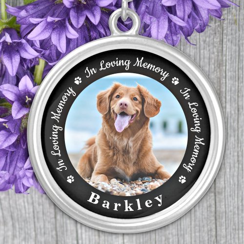 In Loving Memory Dog Loss Photo Pet Memorial Silver Plated Necklace