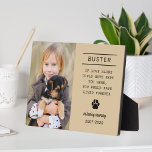 In Loving Memory Dog Personalized Photo Memorial Plaque<br><div class="desc">A beautiful personalized pet memorial home accent piece to honor the memory of a beloved furry family member. Includes a photo, name of the dog, their lifespan, a paw print detail, and a custom quote - the default quote is "If love alone could have kept you here, you would have...</div>