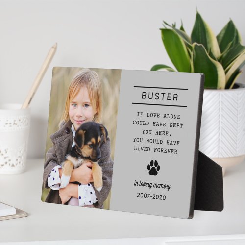 In Loving Memory Dog Personalized Photo Memorial Plaque
