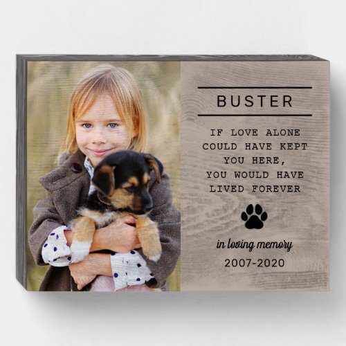 In Loving Memory Dog Personalized Photo Memorial Wooden Box Sign
