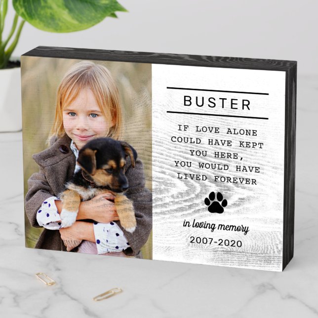 In Loving Memory Dog Personalized Photo Memorial Wooden Box Sign (In Situ Horizontal)