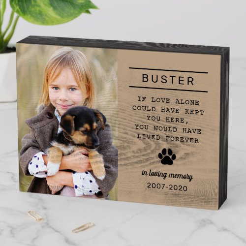 In Loving Memory Dog Personalized Photo Memorial Wooden Box Sign