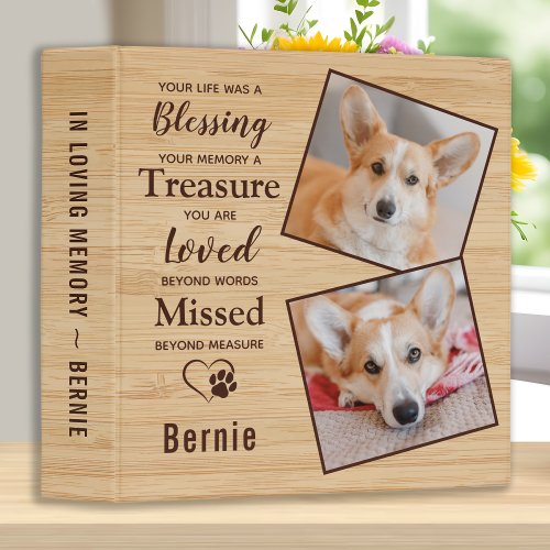 In Loving Memory Dog Pet Memorial Photo Album 3 Ring Binder