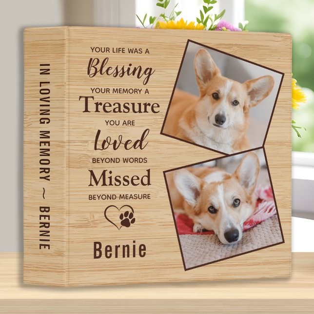 In Loving Memory Dog Pet Memorial Photo Album 3 Ring Binder (Creator Uploaded)