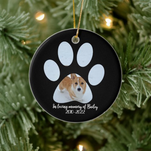 In Loving Memory Dog Photo Pet Keepsake Christmas Ceramic Ornament