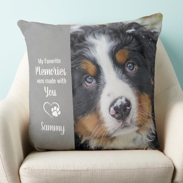 In Loving Memory Dog Photo Pet Loss Memorial Throw Pillow (Creator Uploaded)