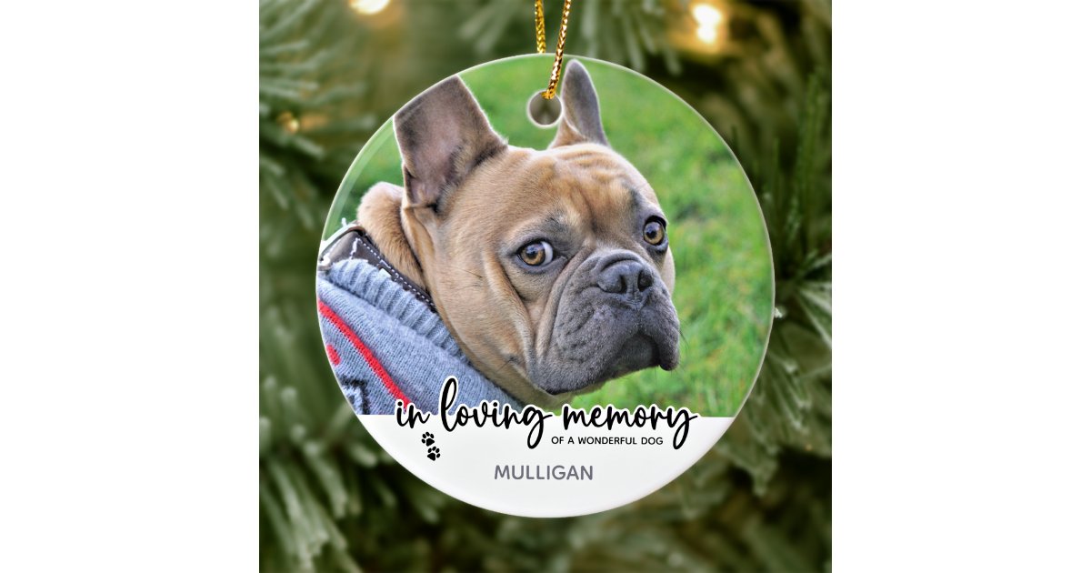 In Loving Memory - Dog Photo Pet Memorial Ceramic Ornament | Zazzle
