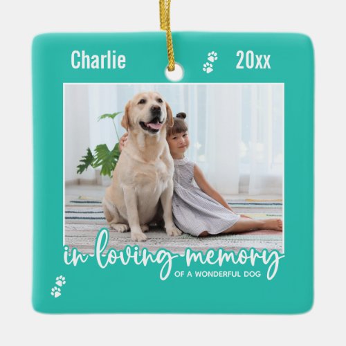 In Loving Memory Dog Photo Pet Memorial Ceramic Ornament