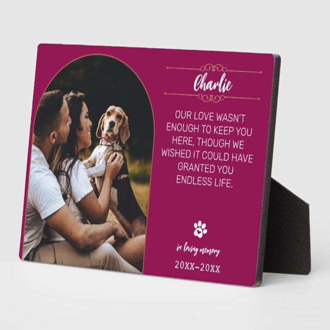 In Loving Memory Dog Photo Plaque – Personalized G (Side)