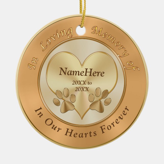 In Loving Memory Dog Sympathy Gifts PERSONALIZED Ceramic Ornament (Front)