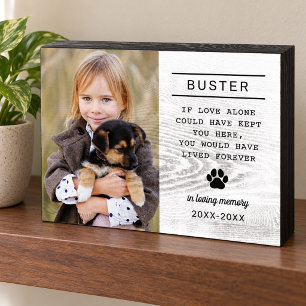 In Loving Memory Dog White Memorial Photo Wooden Box Sign