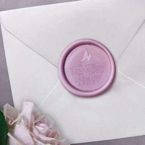 In loving memory dove and name funeral wax seal stamp