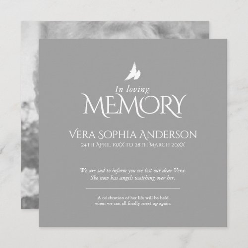 In loving memory dove photo death announcement