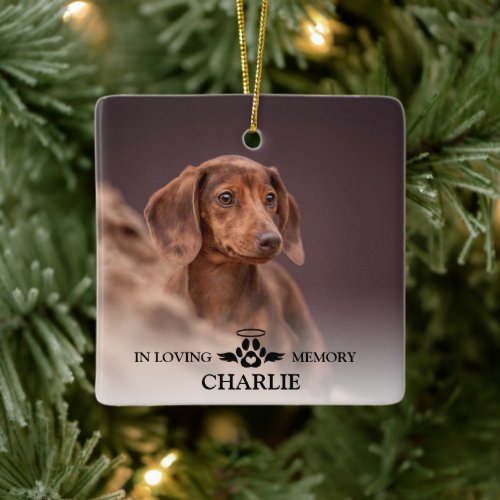 In Loving Memory Elegant Dog Photo Pet Memorial Ceramic Ornament