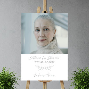 In Loving Memory Elegant Floral Photo Funeral Sign