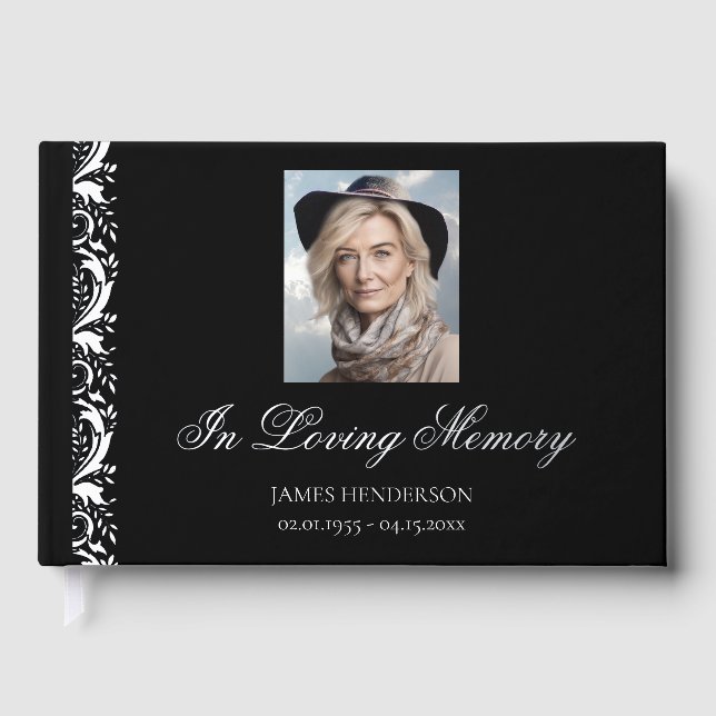 In Loving Memory Elegant Flourish Foil Guest Book (Front)