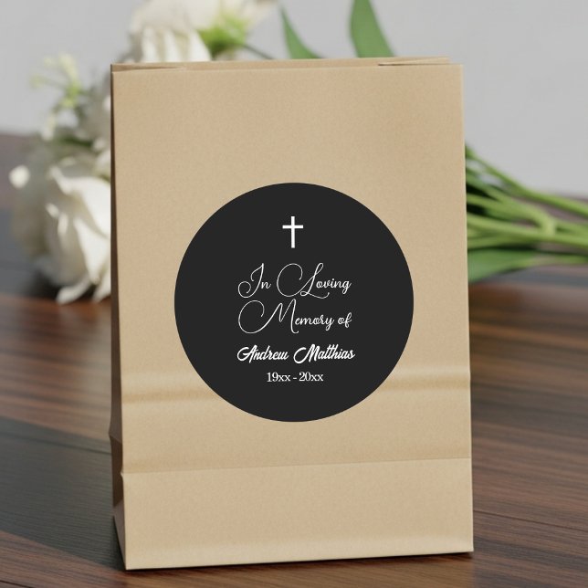 In Loving Memory Elegant Funeral Classic Round Sticker (Creator Uploaded)