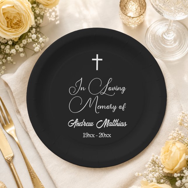 In Loving Memory Elegant Funeral Paper Plates (Creator Uploaded)
