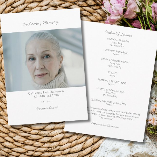 In Loving Memory Elegant Funeral Photo Program  (Elegant Funeral Photo Order Of Service Program
)
