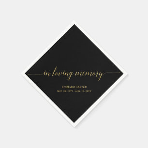 In Loving Memory   Elegant Gold Script Memorial Na Napkins