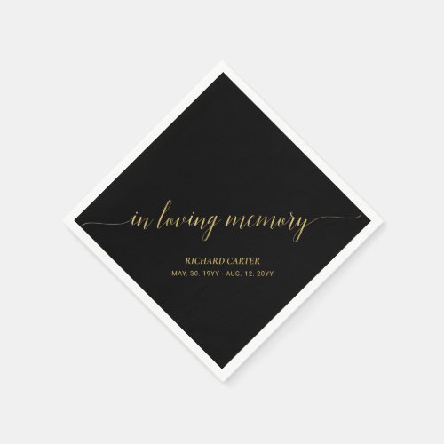 In Loving Memory  Elegant Gold Script Memorial Na Napkins