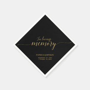 In Loving Memory Elegant Gold Script Memorial Na Napkins