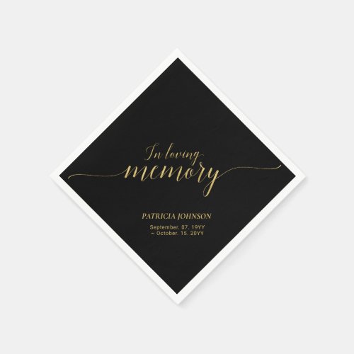 In Loving Memory  Elegant Gold Script Memorial Na Napkins