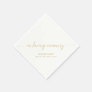 In Loving Memory Elegant Gold Script Memorial Napkins