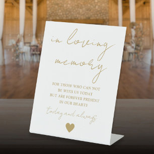 In Loving Memory Elegant Gold Script  Pedestal Sign