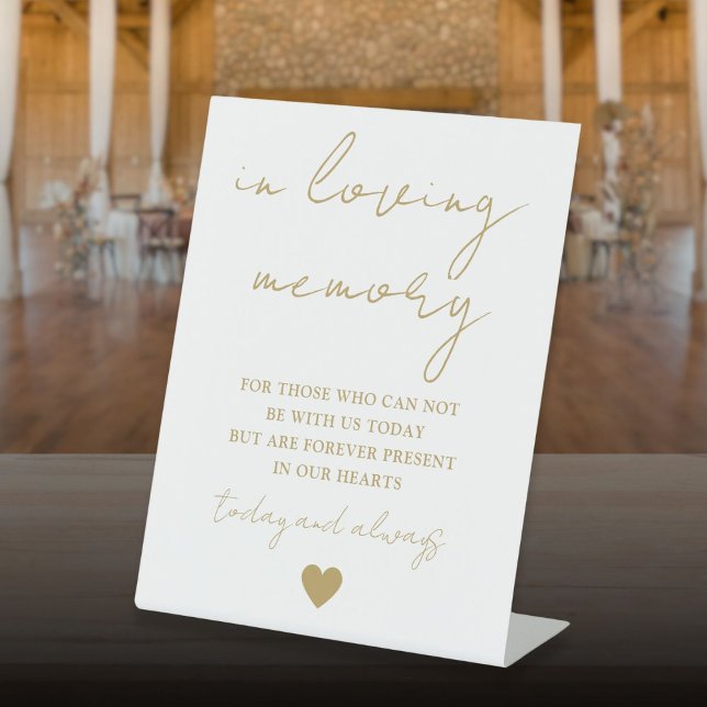 In Loving Memory Elegant Gold Script  Pedestal Sign (In Loving Memory Elegant Gold Script Pedestal Sign)