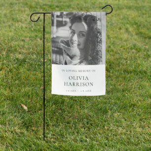 In Loving Memory Elegant Memorial Black and White Garden Flag