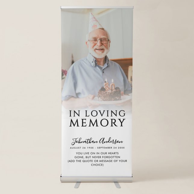 In Loving Memory Elegant Memorial Service Funeral Retractable Banner (Front)