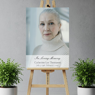 In Loving Memory Elegant Memorial Service Sign