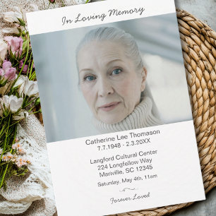 In Loving Memory Elegant Modern Photo Funeral Invitation