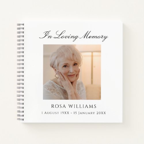 In Loving Memory Elegant Photo Funeral Guest Book