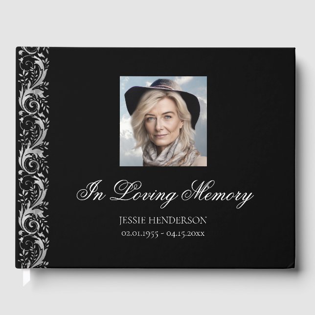 In Loving Memory Elegant Photo Guest Book (Front)