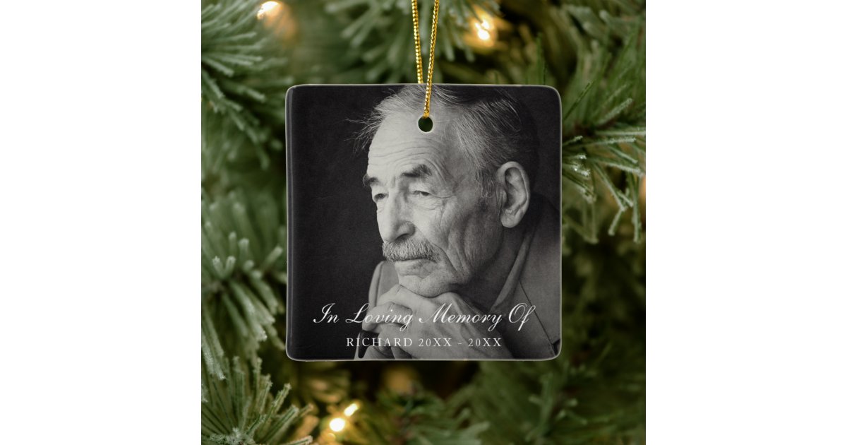 In Loving Memory Elegant Photo Memorial Ceramic Ornament | Zazzle