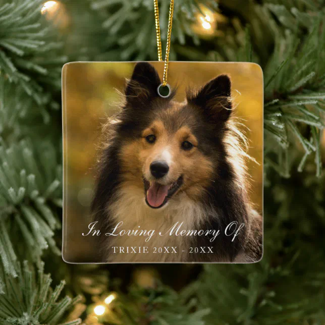In Loving Memory Elegant Photo Pet Memorial Ceramic Ornament | Zazzle