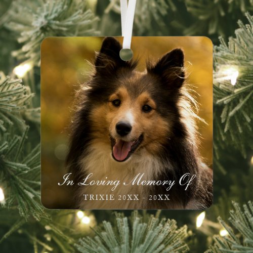 In Loving Memory Elegant Photo Pet Memorial Metal Ornament