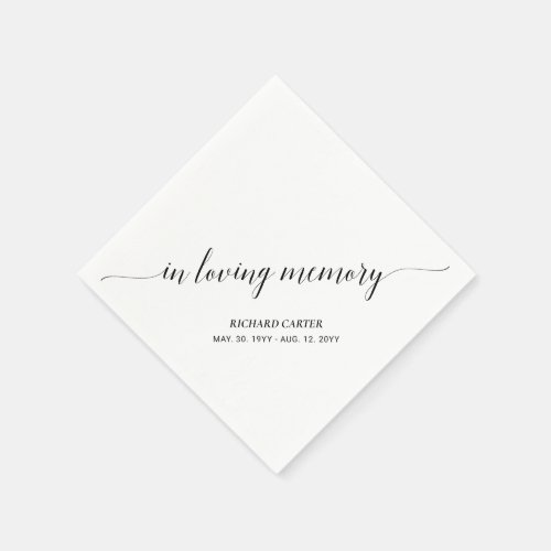 In Loving Memory  Elegant Script Memorial Funeral Napkins