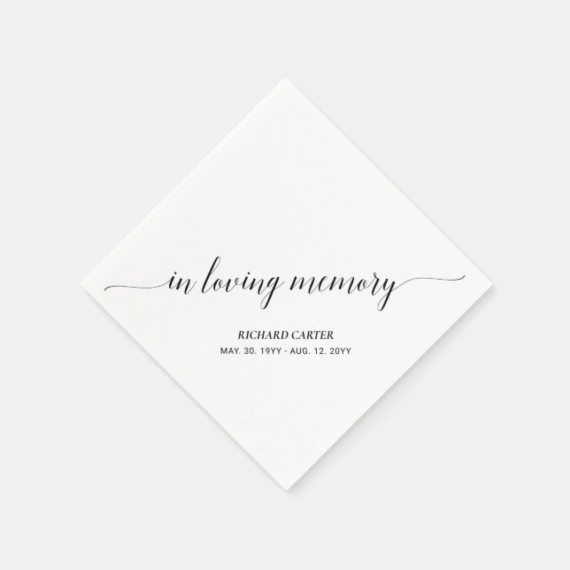 In Loving Memory | Elegant Script Memorial Funeral Napkins (Corner)