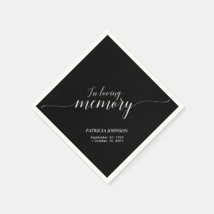 In Loving Memory Elegant Script Memorial Funeral Napkins