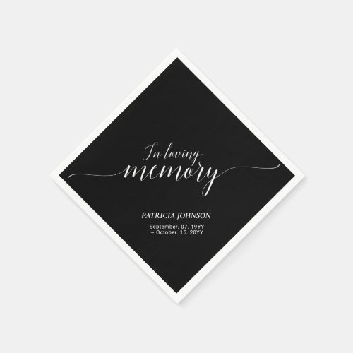 In Loving Memory  Elegant Script Memorial Funeral Napkins